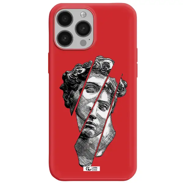 a drawing of a head of a man Apple iPhone 13 Pro Silicone Imperial Red Case