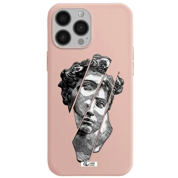 a drawing of a head of a man Apple iPhone 13 Pro Silicone pastel pink Case
