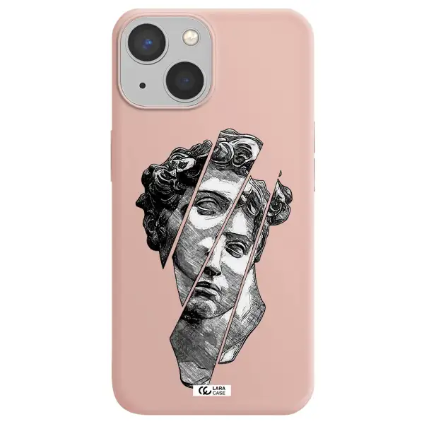 a drawing of a head of a man Apple iPhone 13 Silicone pastel pink Case