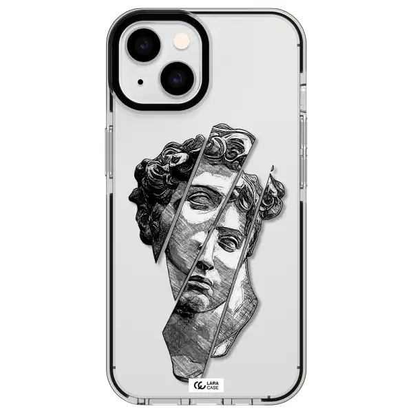 a drawing of a head of a man Apple iPhone 14 impact black border Case