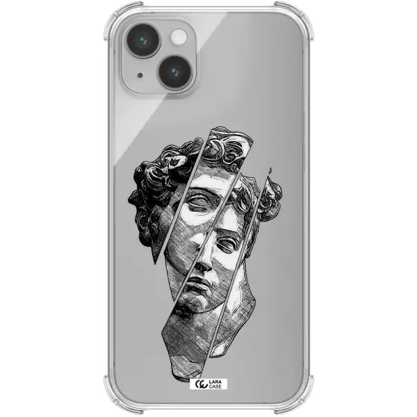 a drawing of a head of a man Apple iPhone 14 plus Clear PC Case