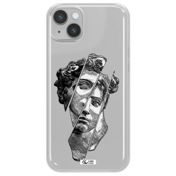 a drawing of a head of a man Apple iPhone 14 plus Clear TPU Case