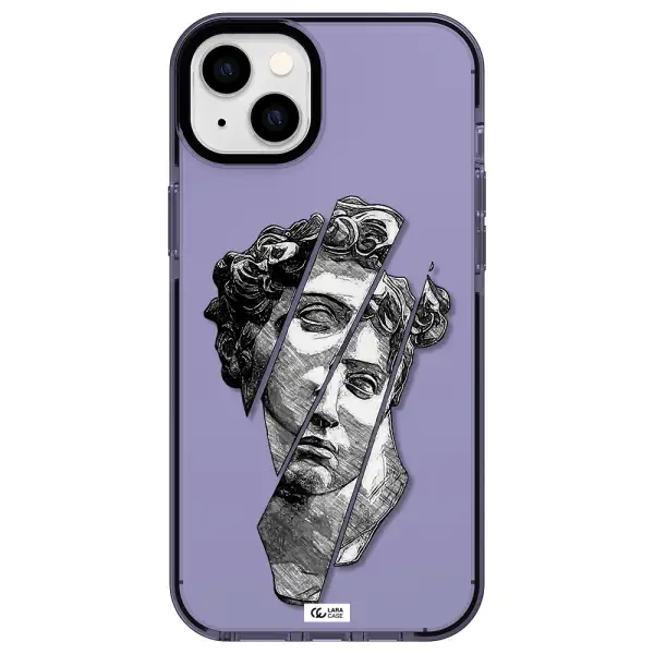 a drawing of a head of a man Apple iPhone 14 plus impact Lilac Case