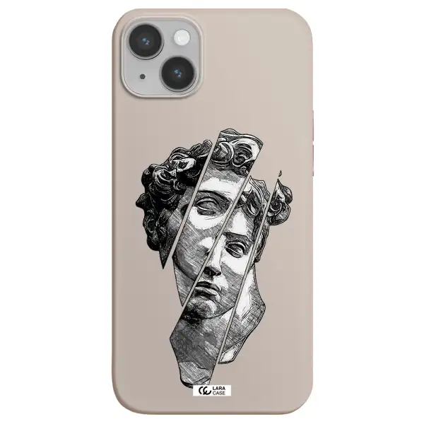 a drawing of a head of a man Apple iPhone 14 plus Silicone Stone Case