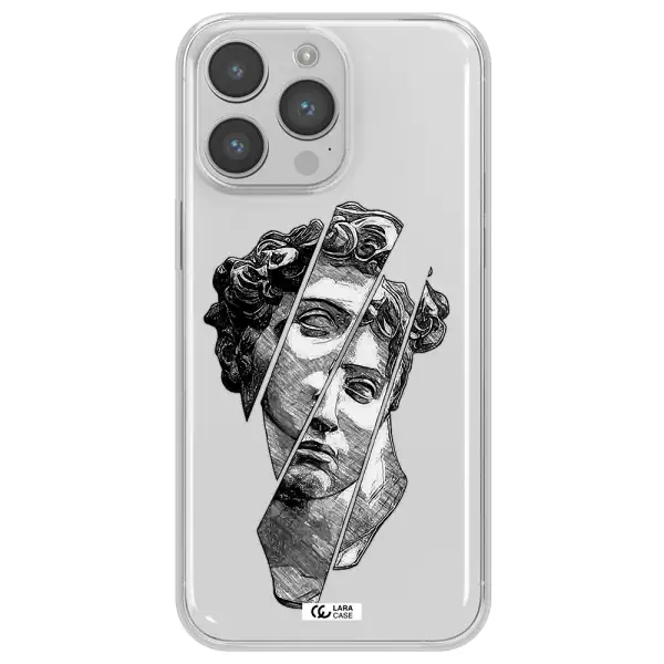 a drawing of a head of a man Apple iPhone 14 pro Clear TPU Case