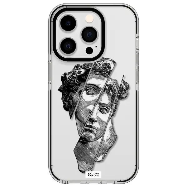 a drawing of a head of a man Apple iPhone 14 pro impact black border Case
