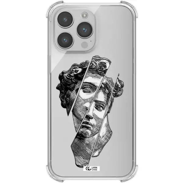 a drawing of a head of a man Apple iPhone 14 pro max Clear PC Case