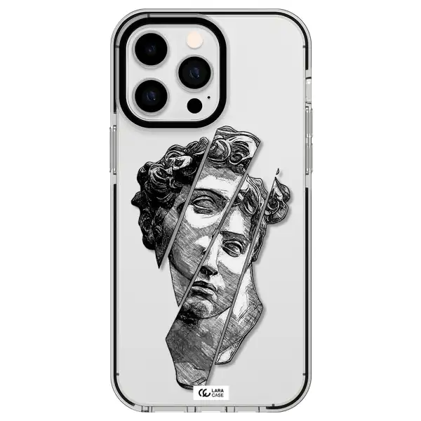a drawing of a head of a man Apple iPhone 14 pro max impact black border Case