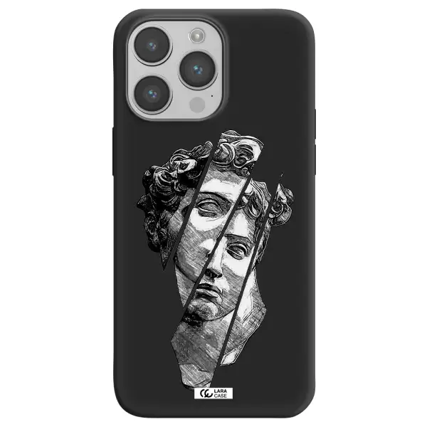 a drawing of a head of a man Apple iPhone 14 pro max Silicone black Case