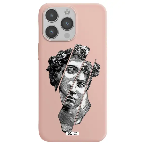 a drawing of a head of a man Apple iPhone 14 pro Silicone pastel pink Case