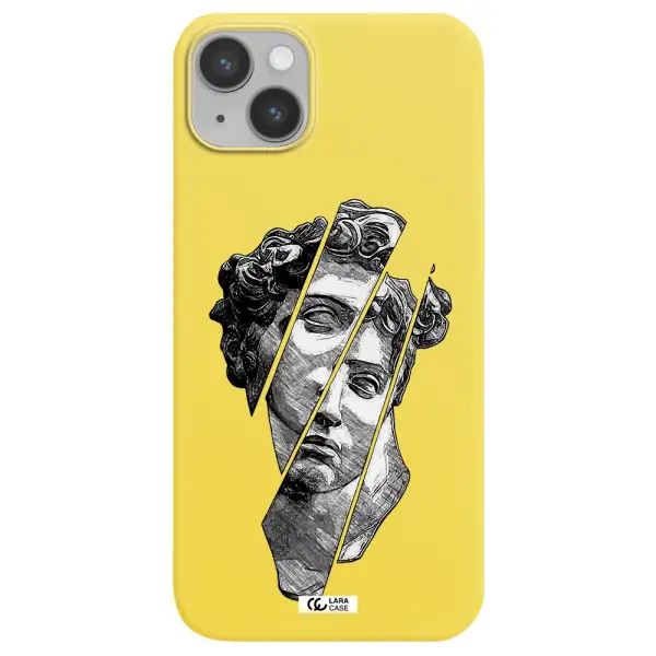 a drawing of a head of a man Apple iPhone 14 Silicone canary yellow Case