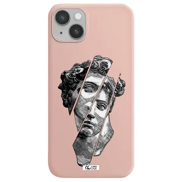 a drawing of a head of a man Apple iPhone 14 Silicone pastel pink Case