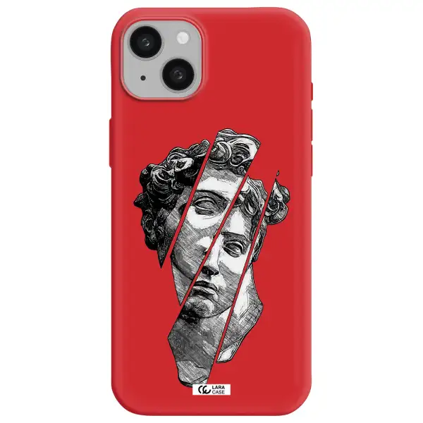 a drawing of a head of a man Apple iphone 15 plus Silicone Imperial Red Case