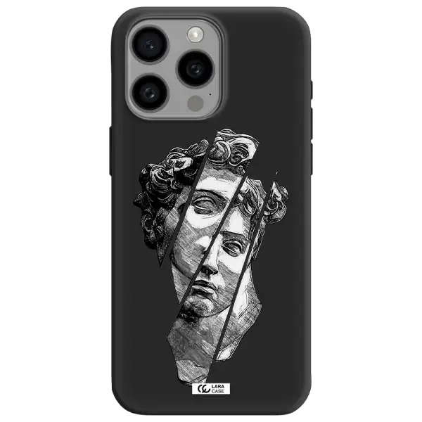a drawing of a head of a man Apple Iphone 15 Pro max Silicone black Case