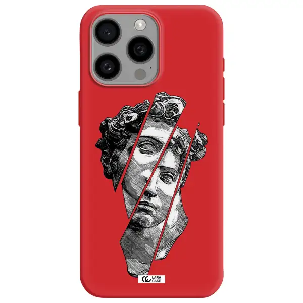 A Drawing Of A Head Of A Man Apple Iphone 15 Pro Max Silicone Imperial Red Case