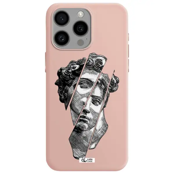 a drawing of a head of a man Apple Iphone 15 Pro max Silicone pastel pink Case