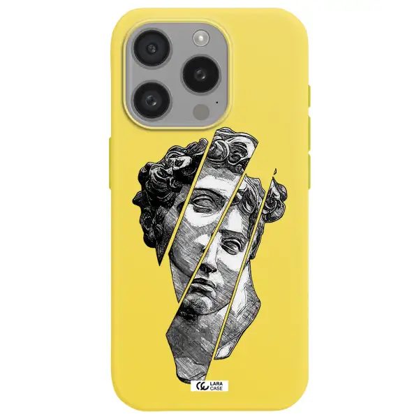 A Drawing Of A Head Of A Man Apple Iphone 15 Pro Silicone Canary Yellow Case
