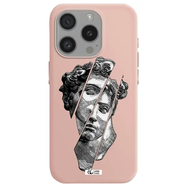 A Drawing Of A Head Of A Man Apple Iphone 15 Pro Silicone Pastel Pink Case