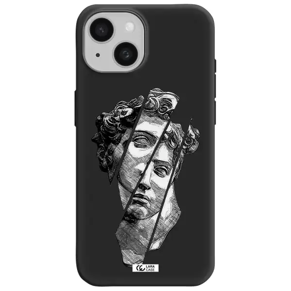 a drawing of a head of a man Apple iPhone 15 Silicone black Case