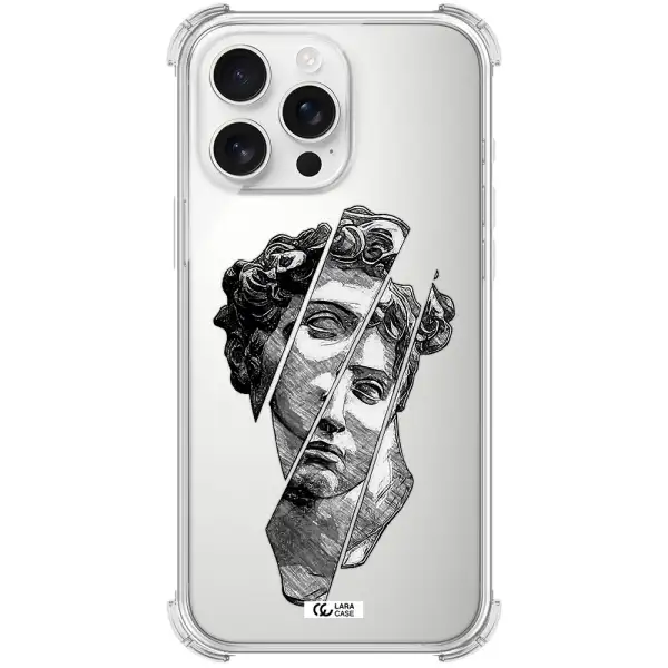 A Drawing Of A Head Of A Man Apple Iphone 16 Pro Max Clear Pc Case