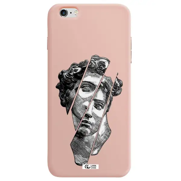 a drawing of a head of a man Apple iPhone 6 plus Silicone pastel pink Case