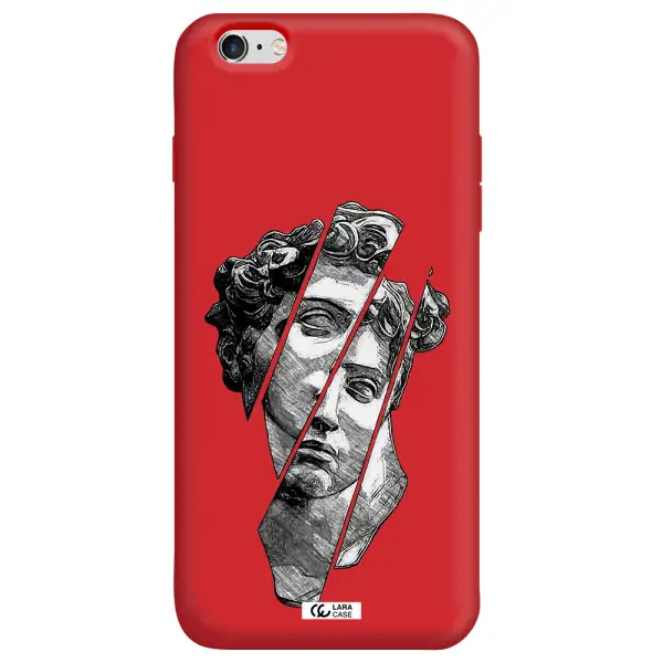 a drawing of a head of a man Apple iPhone 6 s plus Silicone Imperial Red Case