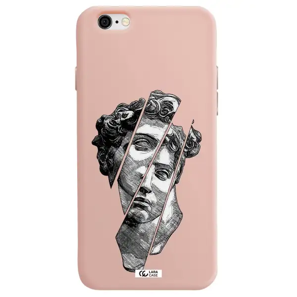 a drawing of a head of a man Apple iPhone 6 Silicone pastel pink Case
