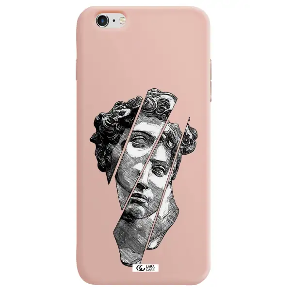 a drawing of a head of a man Apple iPhone 6S Silicone pastel pink Case