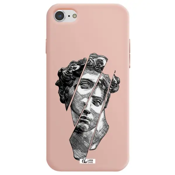 a drawing of a head of a man Apple iPhone 7 Silicone pastel pink Case