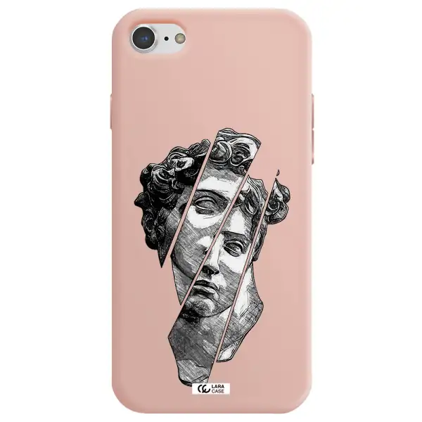 a drawing of a head of a man Apple iPhone 8 Silicone pastel pink Case