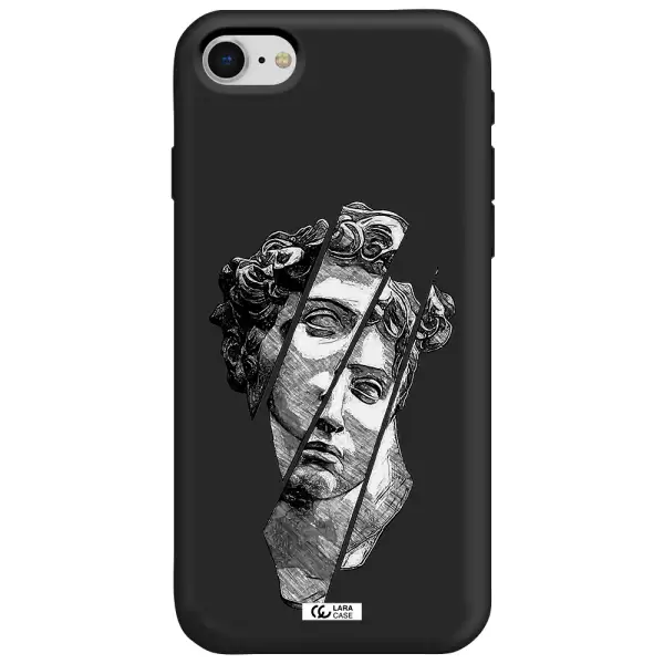 a drawing of a head of a man Apple iPhone se 2020 Silicone black Case