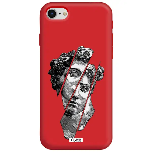 a drawing of a head of a man Apple iPhone se 2020 Silicone Imperial Red Case