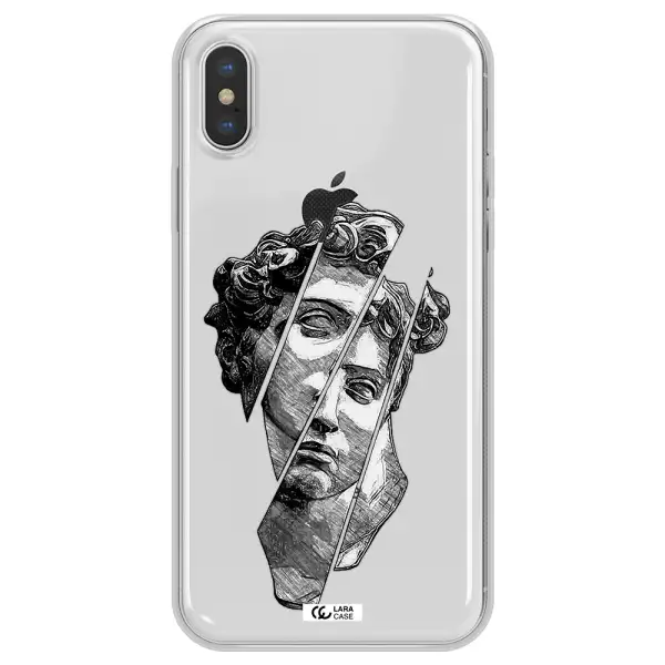 a drawing of a head of a man Apple iPhone X Clear TPU Case