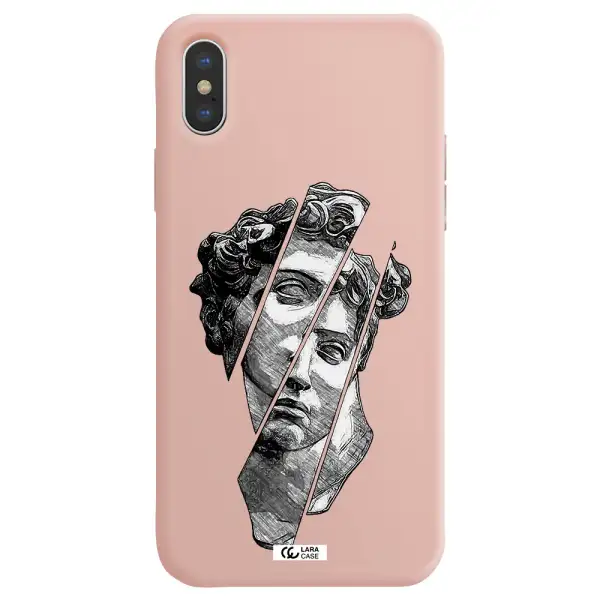 a drawing of a head of a man Apple iPhone X Silicone pastel pink Case