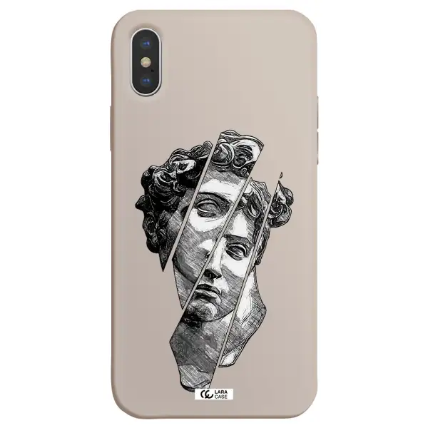 a drawing of a head of a man Apple iPhone X Silicone Stone Case