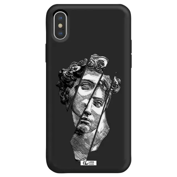 a drawing of a head of a man Apple iPhone XS Silicone black Case