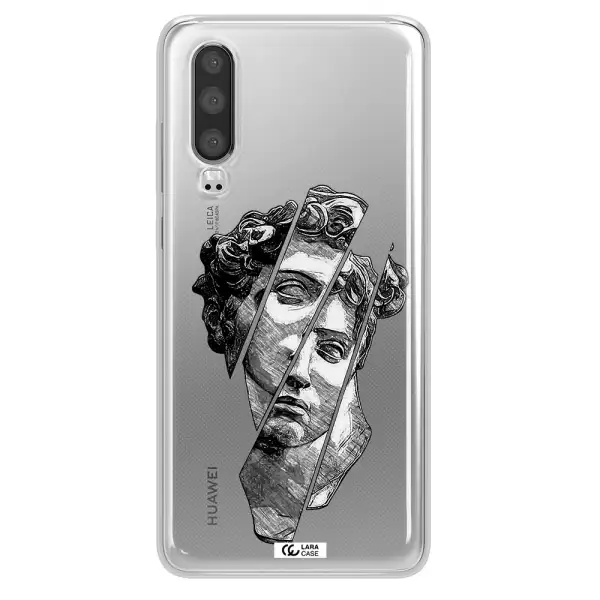 a drawing of a head of a man Huawei P30 Clear TPU Case