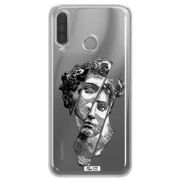 a drawing of a head of a man Huawei P30 Lite Clear TPU Case