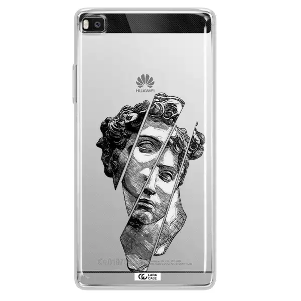 a drawing of a head of a man Huawei P8 Clear TPU Case