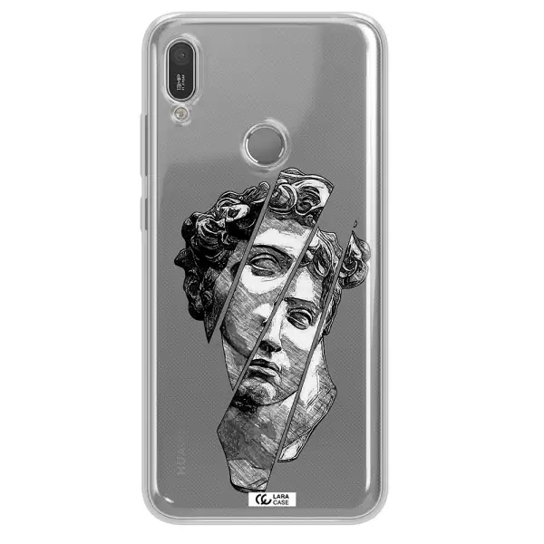 a drawing of a head of a man Huawei Y6 2019 Clear TPU Case