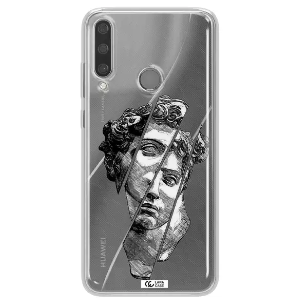 a drawing of a head of a man Huawei Y6P Clear TPU Case
