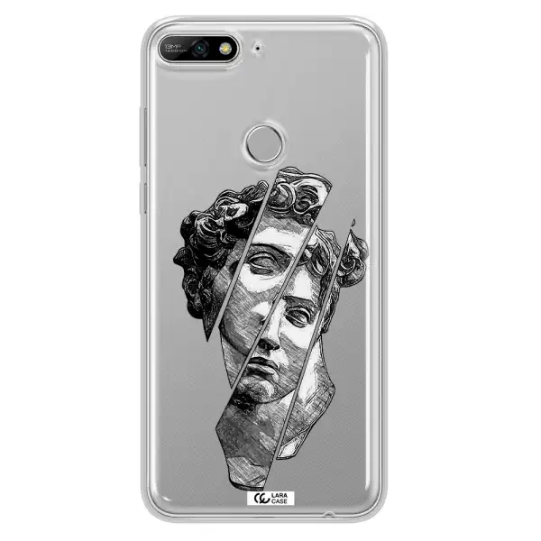 a drawing of a head of a man Huawei Y7 2018 Clear TPU Case
