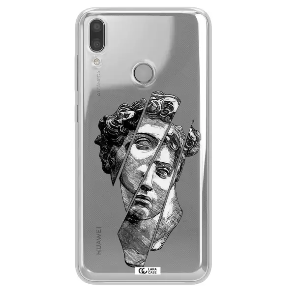 a drawing of a head of a man Huawei Y9 2019 Clear TPU Case