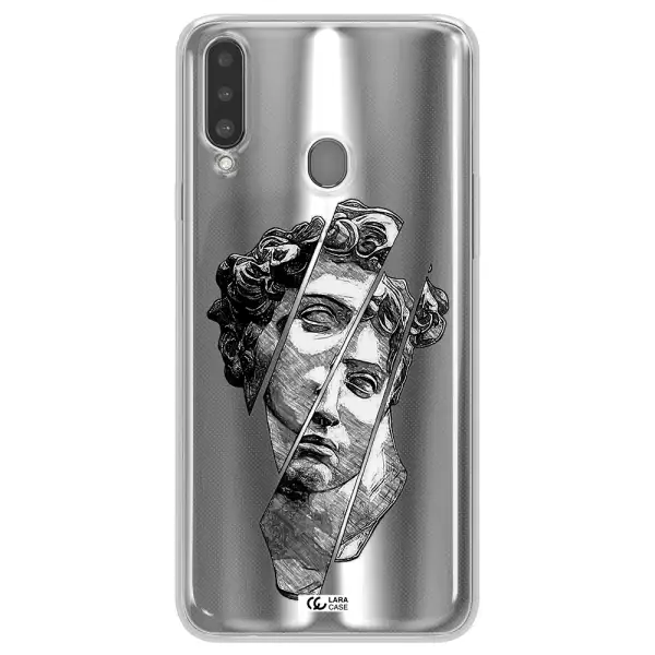a drawing of a head of a man Samsung A20S Clear TPU Case