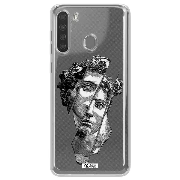 a drawing of a head of a man Samsung A21 Clear TPU Case