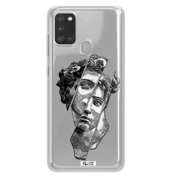 a drawing of a head of a man Samsung A21S Clear TPU Case