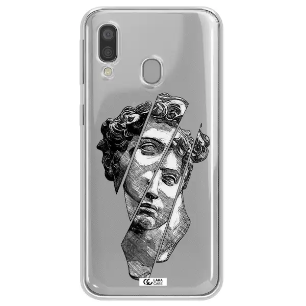 a drawing of a head of a man Samsung A40 Clear TPU Case