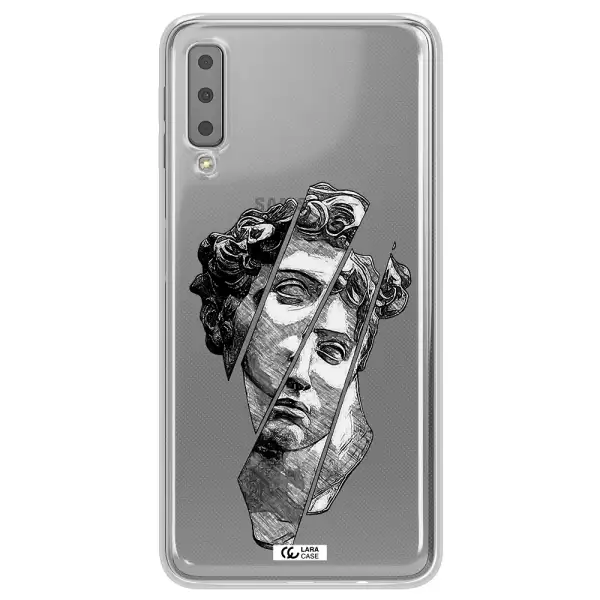 a drawing of a head of a man Samsung A7 2018 Clear TPU Case