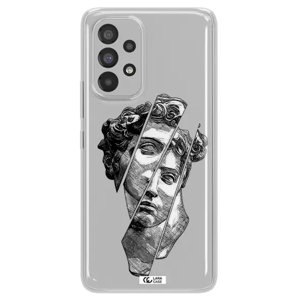 a drawing of a head of a man Samsung A73 Clear TPU Case