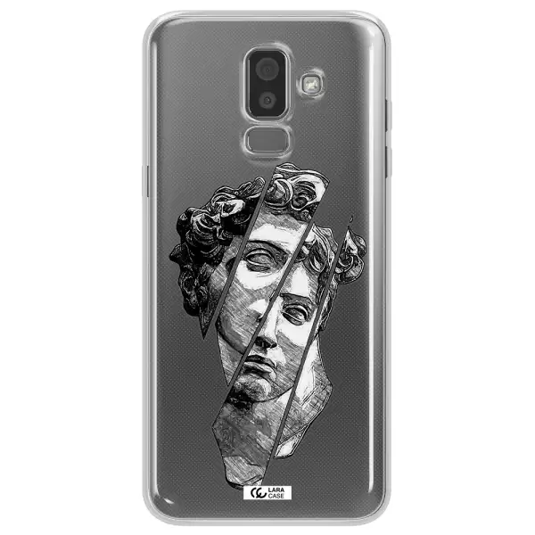 a drawing of a head of a man Samsung J8 Clear TPU Case